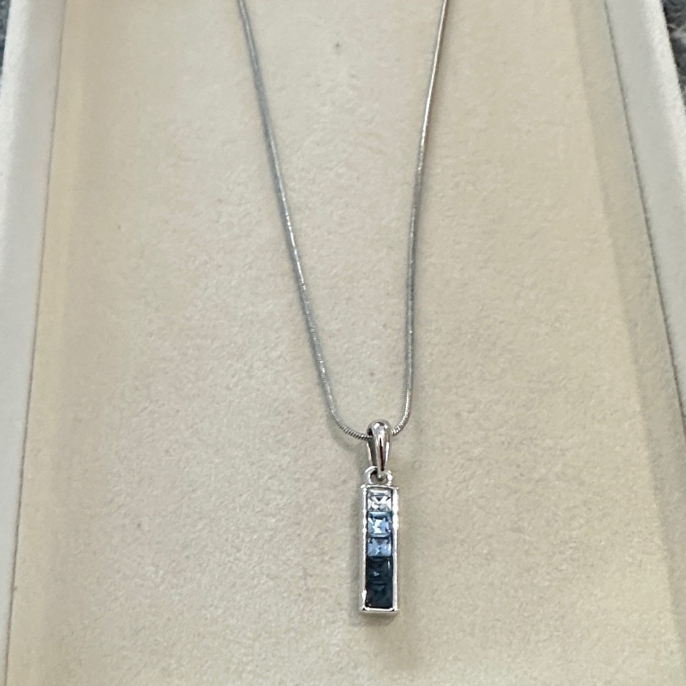 Lia Sophia Silver Necklace with Blue Pendant